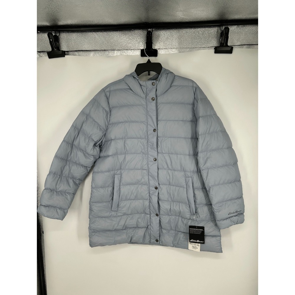 Eddie Bauer StratusTherm Down Parka Puffer‎ Jacket Women's 1X Xl Hood Smoke Blue